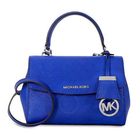 michael kors women's voyager tote black & electric blue|Michael Kors saffiano bag.